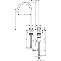 AXOR One Mitigeur de lavabo 2 trous Select 250, bonde Push-Open, Noir chromé poli