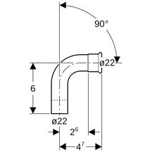 Coude 90° avec extrémité à emboîter D22mm, cuivre Réf 60304