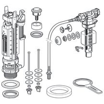 Mécanisme de chasse complet Geberit types 290 - 380, rinçage simple touche, alimentation universelle, 12 X 17 mamelon en laiton Chromé brillant réf. 283.004.21.3