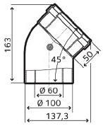 Coudes (x2) condensation 45°diamètre 60 / 100 réf. 3318076