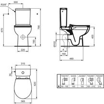 Pack WC au sol ULYSSE+  RimLS+  cuvette à sortie horizontale réservoir 3/6L charnières inox abattant frein de chute Réf. P027401