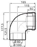 Coude condensation 90 diamètre 60 / 100 réf. 3318075