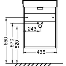 Meuble sous lave-mains. L48,5 x P21,3 x H59,1 cm. 1 porte à fermeture ralentie. Charnières à droite. A commander avec le lave-mains EGO112-56. Mélaminé Chêne tabac Réf. EB2581D-R5-E52