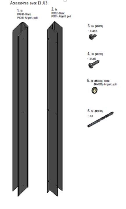 Paroi de douche Profilé d'élargissement, Série EQUI, EIEL31900VE, hauteur 190 cm, Argent poli Réf : 1406001070