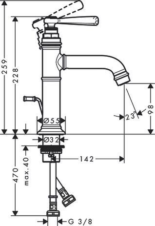 AXOR Montreux Mitigeur de lavabo 100 avec tirette et vidage, Aspect doré brossé