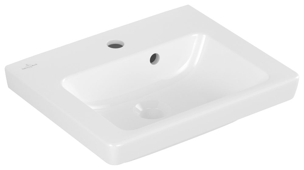 Lave-mains SUBWAY 2.0 pour robinetterie monotrou, trou de robinetterie percé avec trop-plein 450 x 370 mm blanc Réf. 7315F501