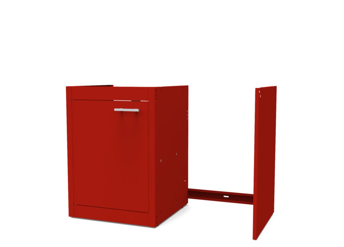 Porte de caisson associée meuble bas cuisinette CLIPMETAL COLOR 120 cm, Coloris Carmin