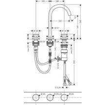 AXOR One Mitigeur de lavabo 3 trous 170, bonde Push-Open, Aspect doré poli