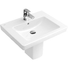 Lavabo SUBWAY 2.0 pour robinetterie à 3 trous, trou de robinetterie central percé avec trop-plein 650 x 470 mm blanc ceramicplus Réf. 711365R1