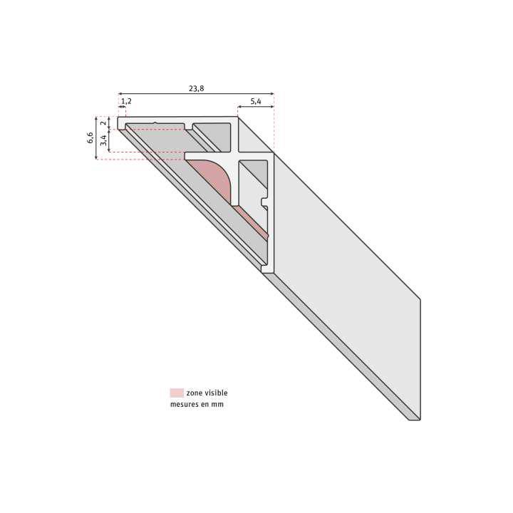 Profilé d'angle intérieur 90° pour finition panneaux Vipanel blanc largeur 7mm hauteur 2,55 mRéf. 1420000324