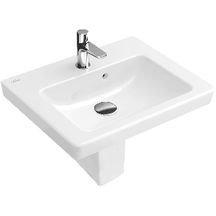 Lave-mains SUBWAY 2.0 pour robinetterie monotrou, trou de robinetterie percé avec trop-plein 500 x 400 mm blanc Réf. 73155001