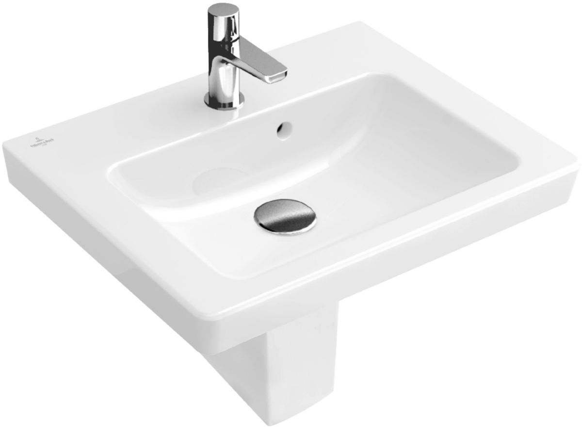 Lave-mains SUBWAY 2.0 pour robinetterie monotrou, trou de robinetterie percé avec trop-plein 500 x 400 mm blanc Réf. 73155001