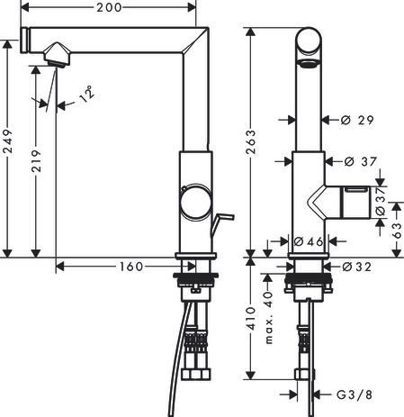 AXOR Uno Mitigeur de lavabo 220 Select avec tirette et vidage, Laiton brossé