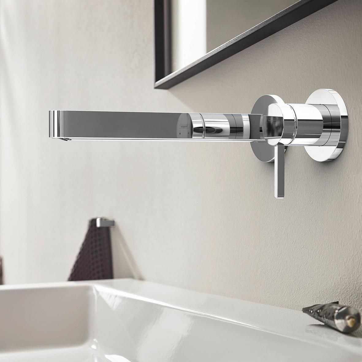 hansgrohe Finoris Mitigeur de lavabo encastré mural, bec 228 mm, bonde à écoulement libre, Chrome