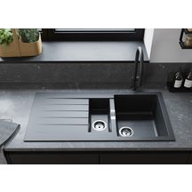 hansgrohe Talis M54 Mitigeur de cuisine 210, avec douchette extractible 1 jet, sBox, Noir mat