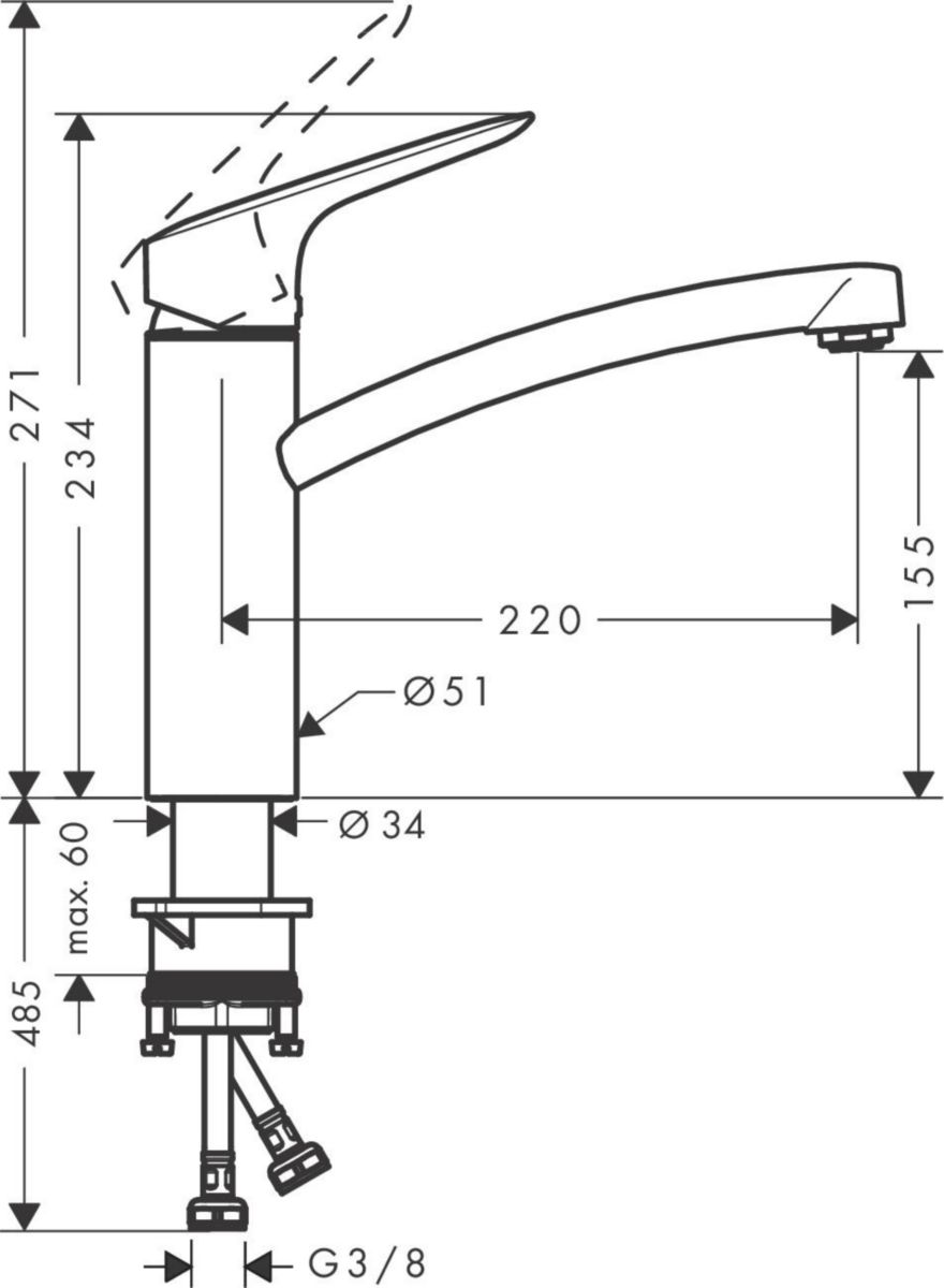 hansgrohe Logis M31 Mitigeur de cuisine 160, 1 jet, Chrome