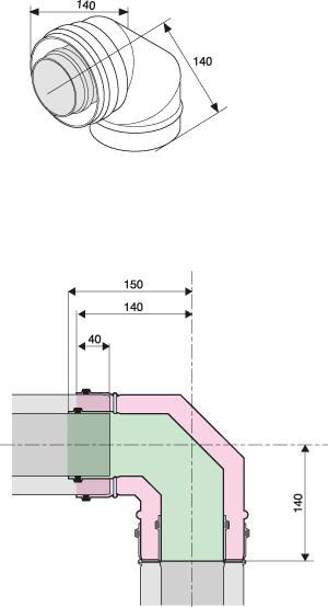 Coude de rallonge à 90° 80-125mm Réf. 0020199414