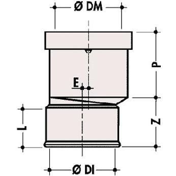 Sortie droite excentrée diamètre 100 mm 65 / 95 réf. QW69E