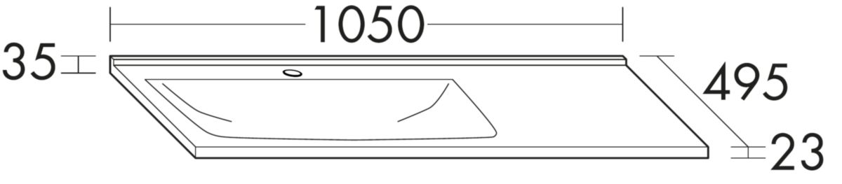 Plan céramique FREE Essento 2.0 avec vasque à gauche L105 x P.49.5 cm finition blanc réf: SFPS105GC0001