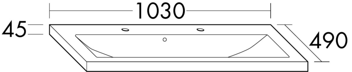 Plan de toilette en céramique EQIO SMART L.103 x P.49 avec 2 trous de robinetterie et système d´évacuation compris siphon gain de place inclus finition Blanc alpin réf: SFQS103C0001