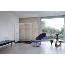 Paroi de douche fixe KUADRA 75 cm extensible de 72 cm à 75 cm en verre transparent 8 mm et profilé chromé, barre de renfort 150 cm incluse Réf. KUADH75-1K