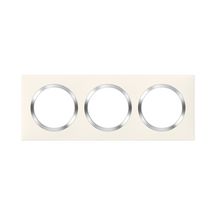 Legrand - plaque carrée dooxie 3 postes finition blanc avec bague effet chrome Réf 600843