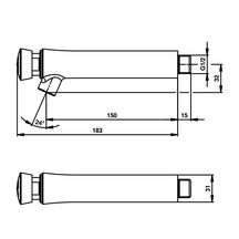 Robinet mural pour lavabo Presto 504. Déclenchement mécanique et temporisé par bouton-poussoir. Temporisation 15sec. Débit 3l/min. Raccordement G1/2". Saillie 150mm. Finition chromée avec pion bleu.