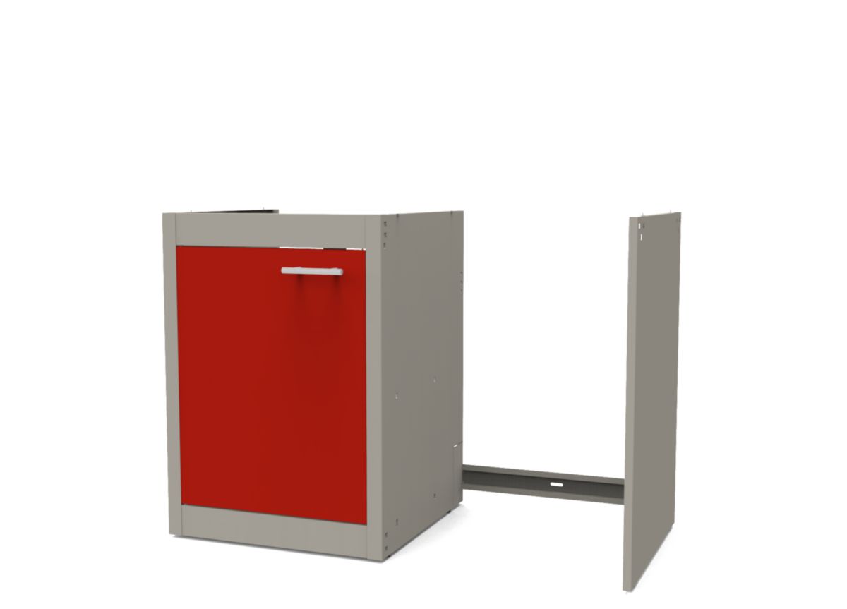 Porte de caisson associée meuble bas cuisinette CLIPMETAL COLOR 120 cm, Coloris Carmin