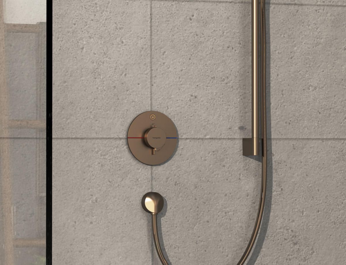 hansgrohe ShowerSelect Comfort S Set de finition pour mitigeur thermostatique encastré, Bronze brossé