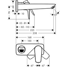 hansgrohe Talis E Factice Mitigeur de lavabo encastré mural, bec 225mm, bonde à écoulement libre, Chrome