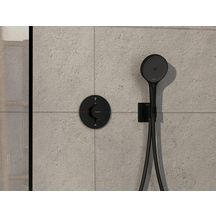 hansgrohe ShowerSelect Comfort S Set de finition pour mitigeur thermostatique encastré avec 2 fonctions, Noir mat