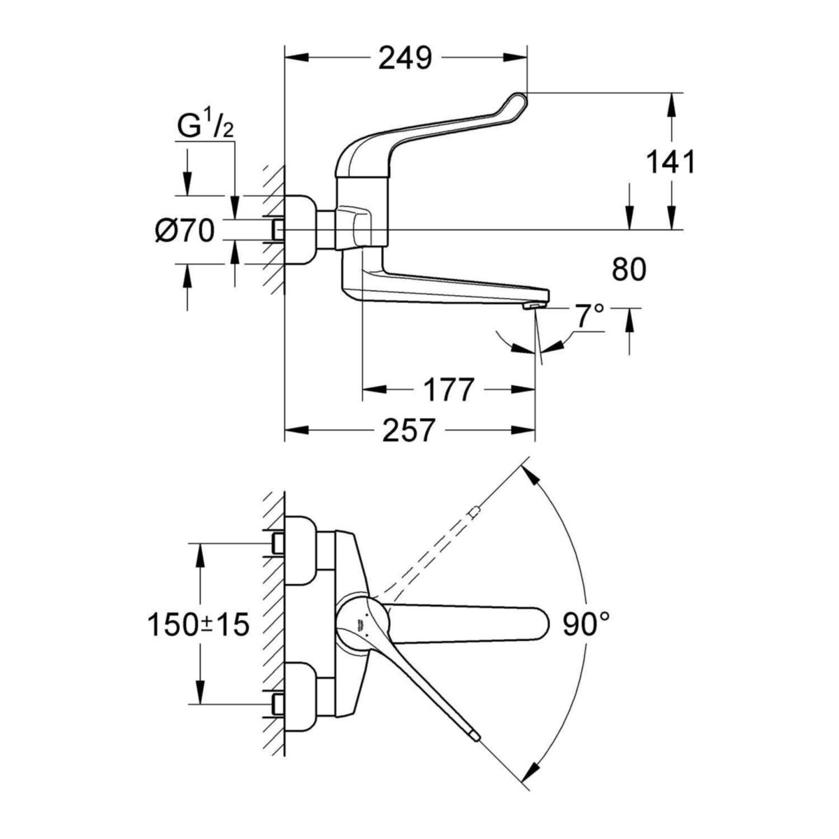 Mitigeur monocommande 1/2" Lavabo Euroeco Séquentiel Chromé 32793000