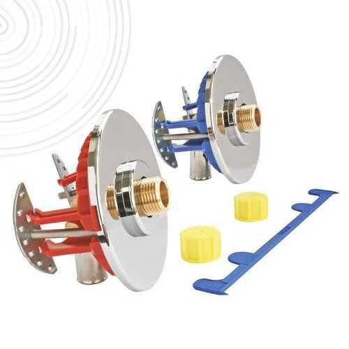 Module double raccordement sous évier/lavabo Fixoplac, raccords coudés à sertir mâle 12/17, pour installation tube PER D16 mm  réf.303510106