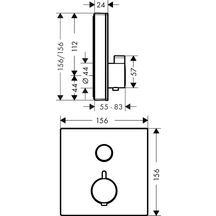 hansgrohe ShowerSelect Glass Factice Set de finition en verre pour mitigeur thermostatique encastré avec robinet d'arrêt, Blanc/Chromé