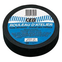 Rouleau d'atelier toile abrasive grain 120 en rouleau de 38mmx25m en boîte dévidoir réf. 836003