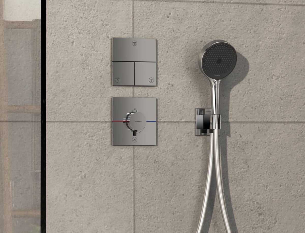 hansgrohe ShowerSelect Comfort E Set de finition pour mitigeur thermostatique encastré avec 1 fonction, Chrome