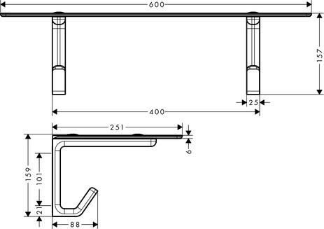 AXOR Universal Softsquare Tablette porte-serviettes, Nickel brossé