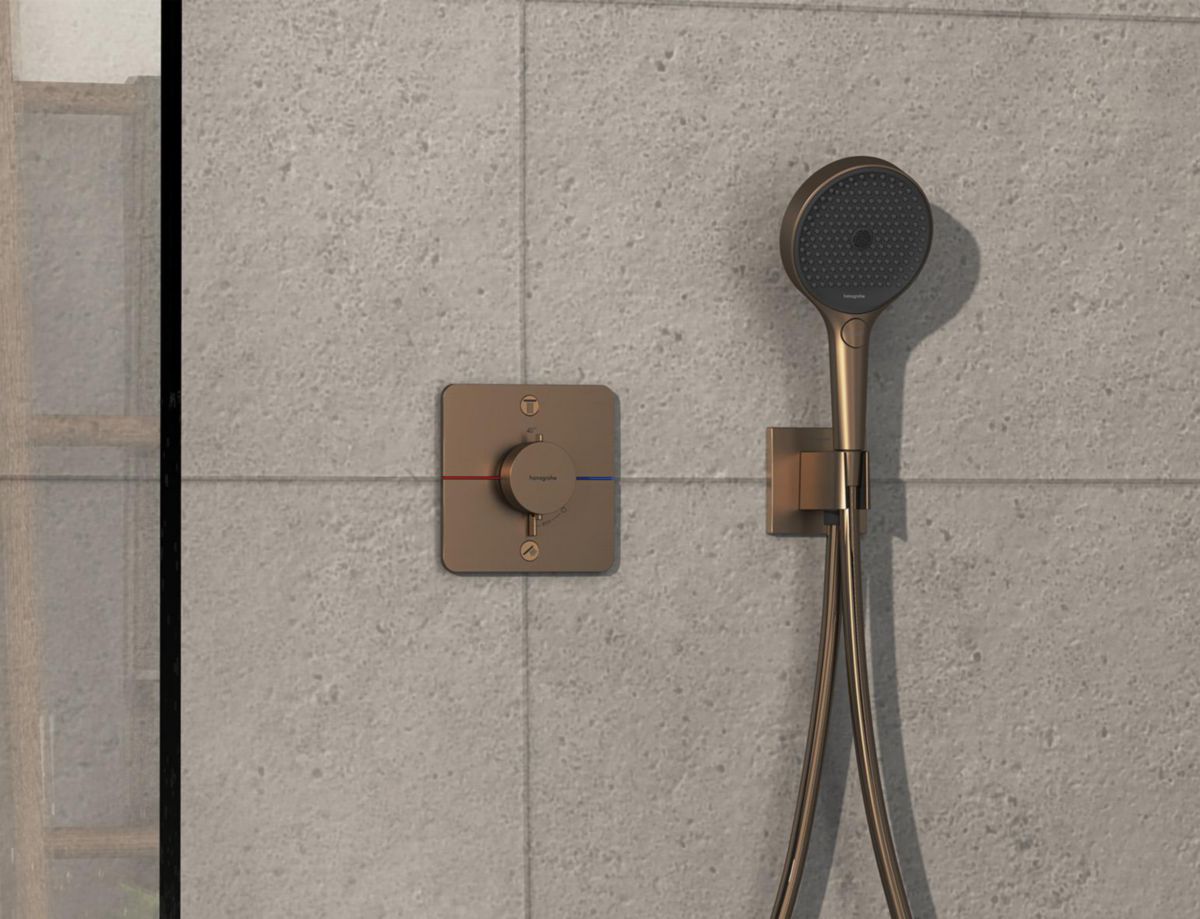 hansgrohe ShowerSelect Comfort Q Set de finition pour mitigeur thermostatique encastré avec 2 fonctions, Bronze brossé