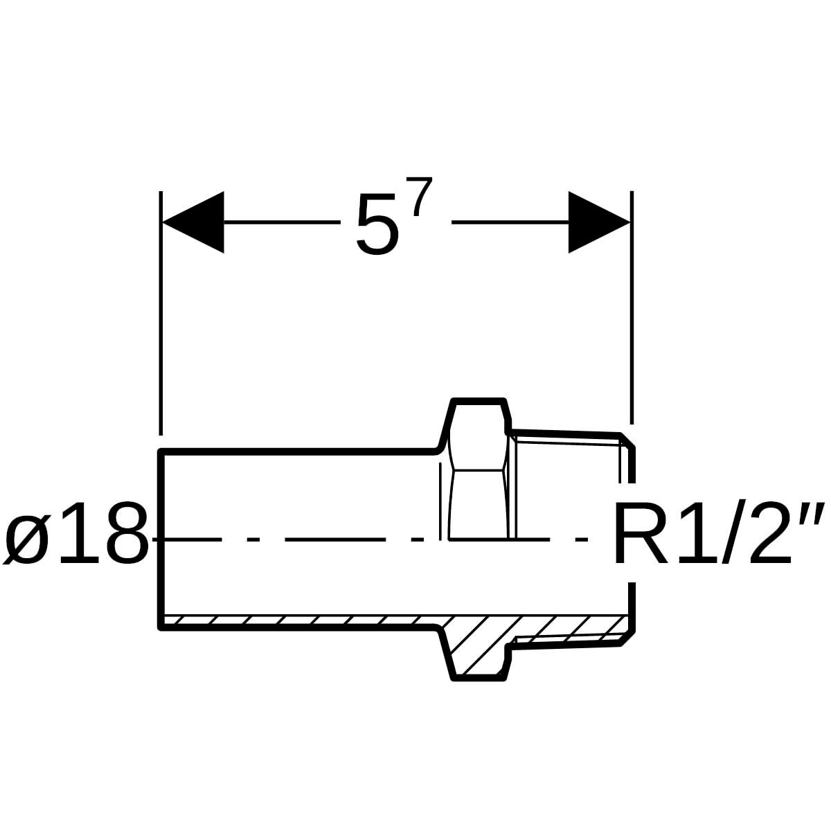 Jonction filetée avec extrémité àemboîter D18-15X21 réf 21933