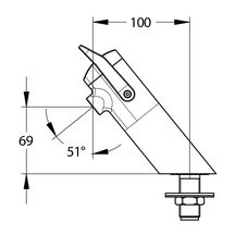 Robinet sur plage pour lavabo Presto NEO DUO. Déclenchement mécanique et temporisé par manette souple ergonomique adapté aux enfants. Double temporisation 7-11sec modifiable. Débit 3l/min. Système antiblocage. G1/2".