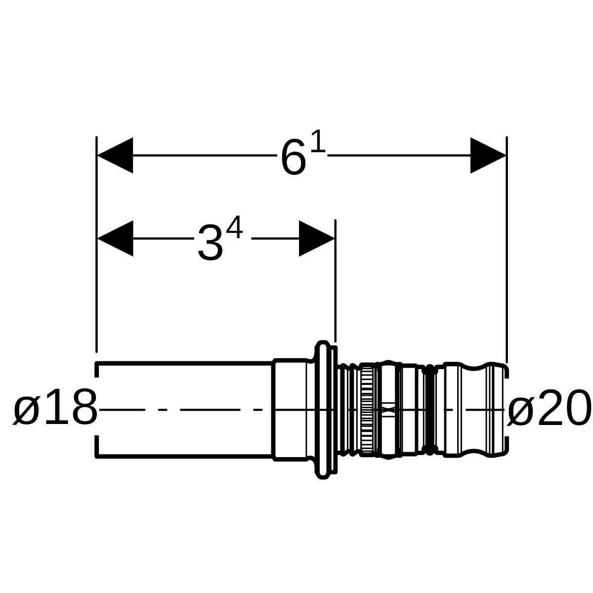 Raccord de transition Mepla Mapress D20x18 Réf 602.508.00.5