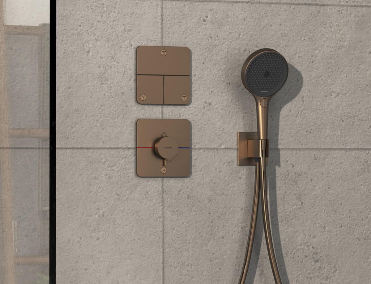 hansgrohe ShowerSelect Comfort Q Set de finition pour mitigeur thermostatique encastré, Bronze brossé