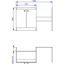 Meuble sous évier PRIMO 2 portes 140 cm avec niche