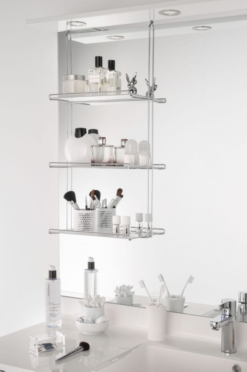 Etagere fil chrome 3 etageres verre L 35 H réf. ETFIL35