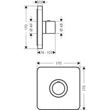 AXOR ShowerSelect Thermostatique ShowerSelect softsquare encastré haut débit, Noir chromé poli