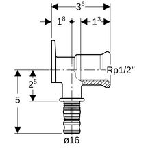 Applique mixte courte pour robinet 15x21 D16 montage apparent Réf 611.289.00.5