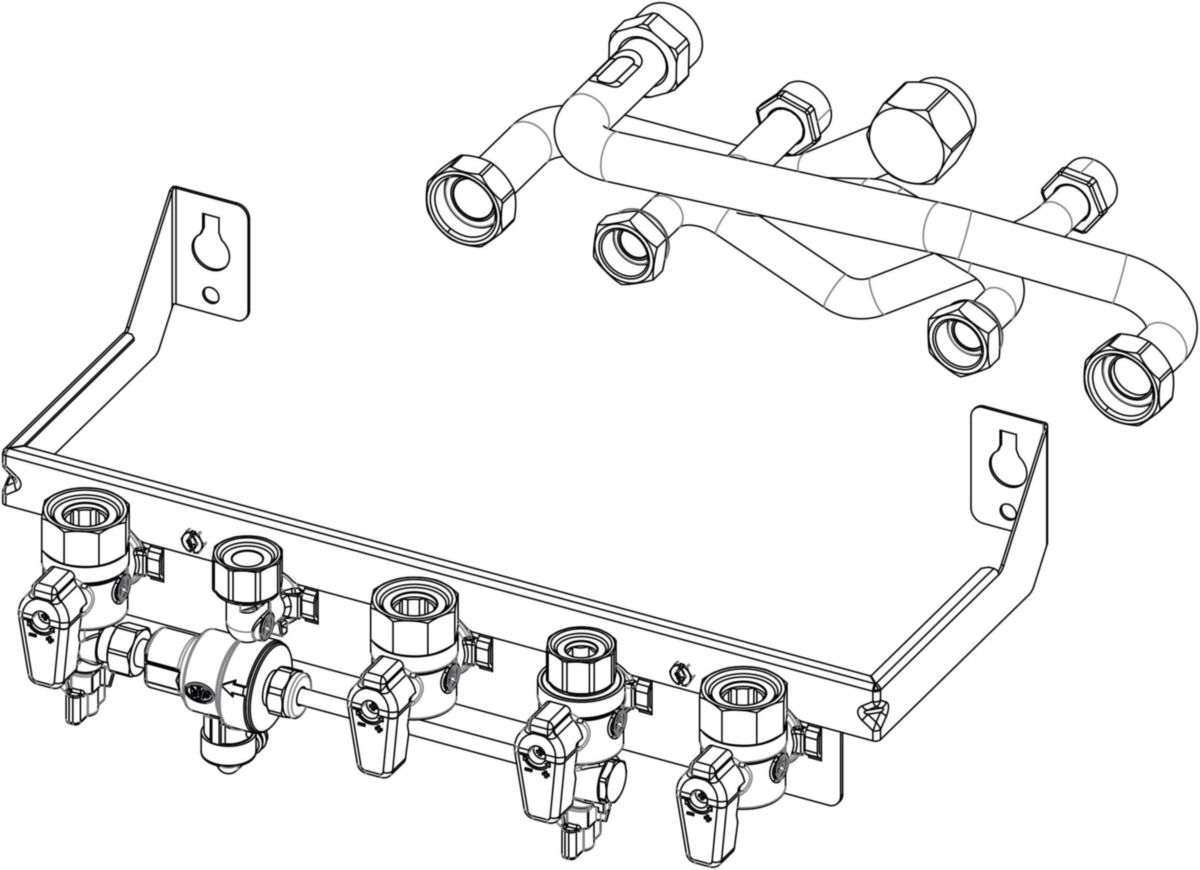 NF-Barrette + cadre écarteur mural + douilles de remplacement Saunier Duval pour G40 Chaffoteaux-Ariston Réf. 3319566