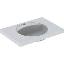 Lavabo Geberit Preciosa avec plage de dépose, 80x55cm, trou de robinetterie au centre, sans trop-plein, Blanc