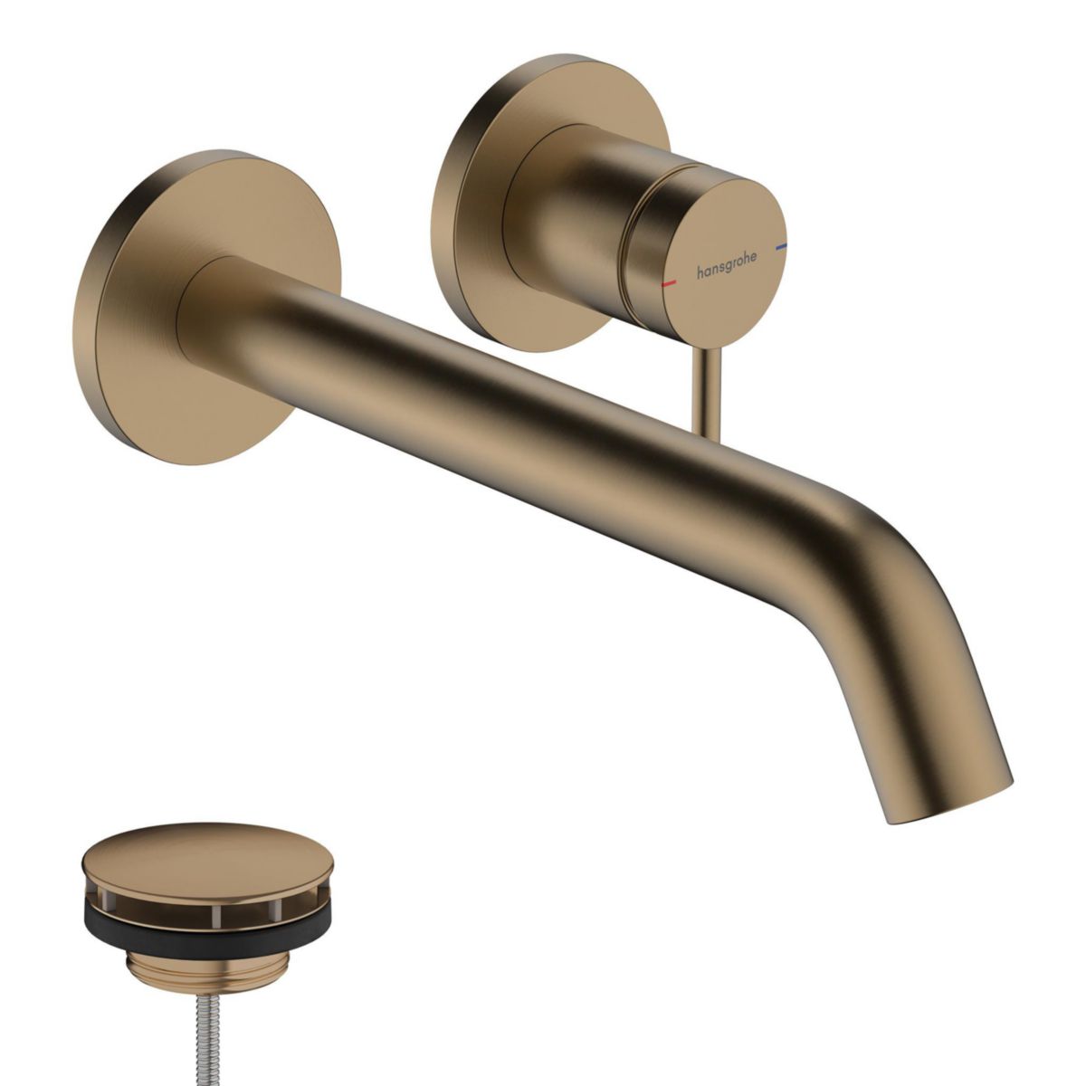 hansgrohe Tecturis S Mitigeur de lavabo encastré mural, bec 22.5 cm, bonde à écoulement libre, Bronze brossé