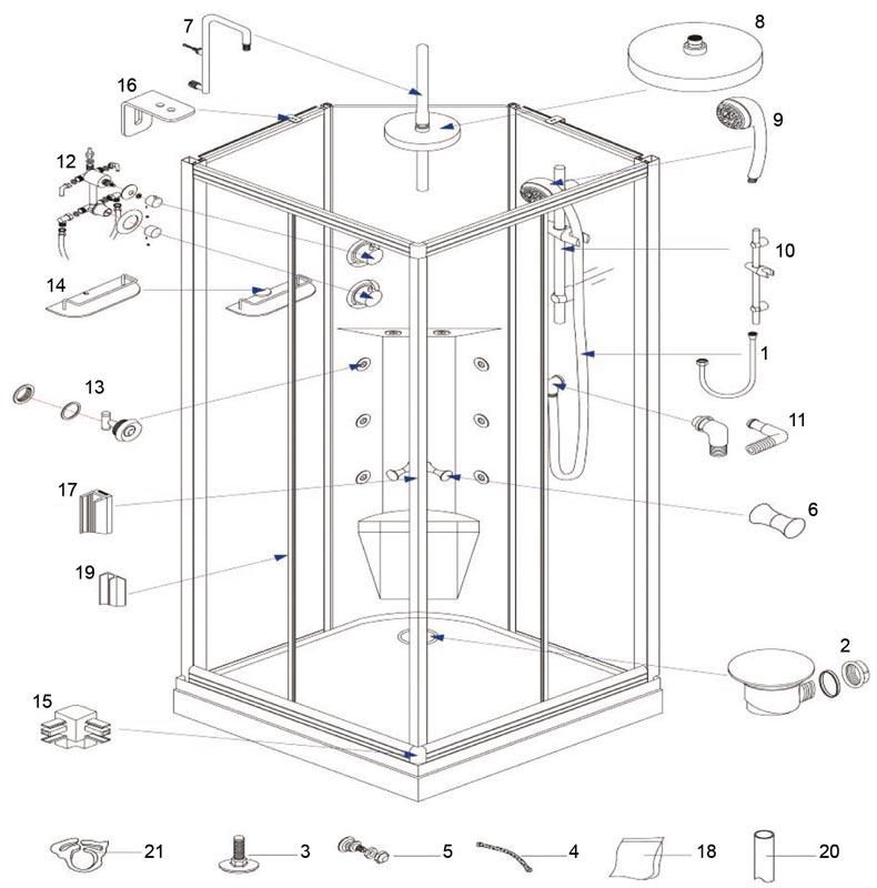 Roulette pour cabine Alterna Concerto et SEDUCTA accès d'angle (lot de 8)